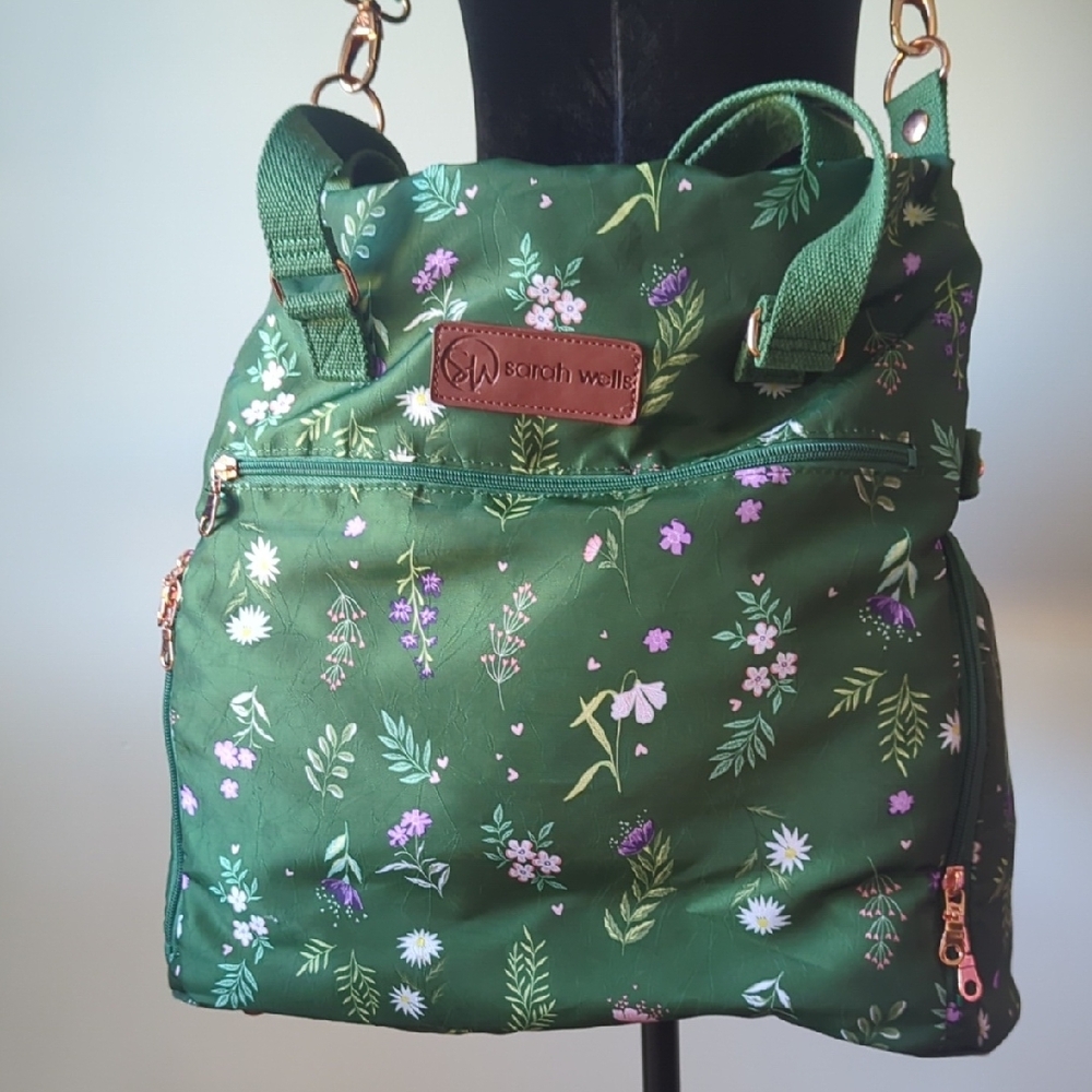 Green Floral Diaper Bag Sarah Wells - Picture 2 of 9